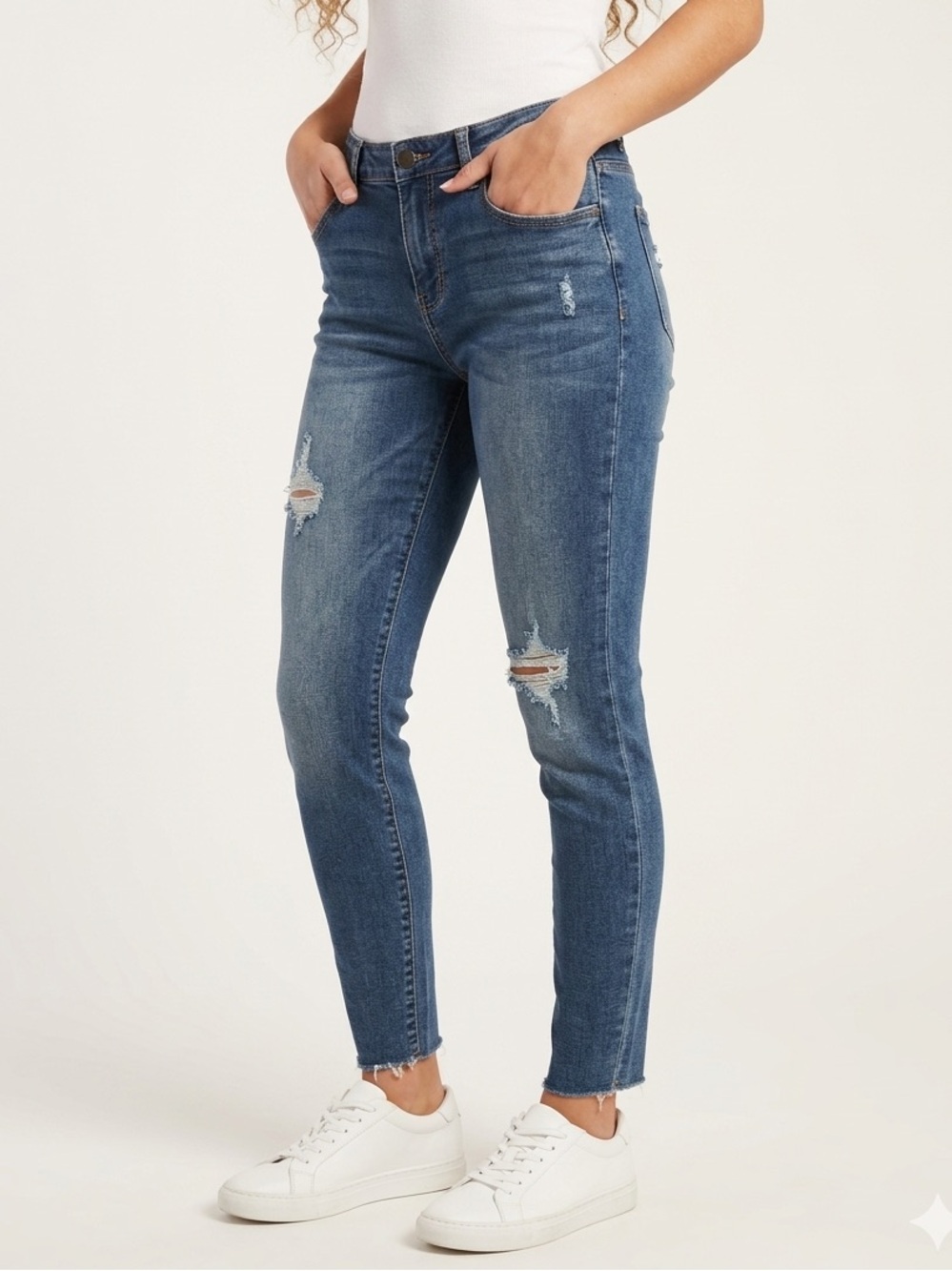 Articles Of Society Indigo Ripped Frayed Hem Jeans